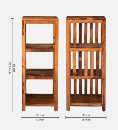 Elegant Wooden Bookshelf in Sheesham with Minimalist Design and Finish - Image 3