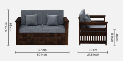 Handcrafted 2 Seater Sofa Sheesham Wood In Provincial Teak Finish By Sarve Furniture - Image 3