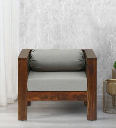 Upholstered one seater sofa with tufted back and side cushions