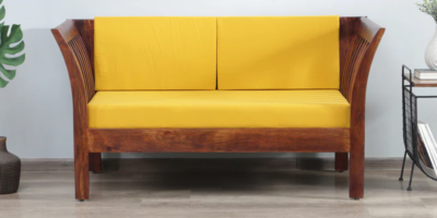 Kdine Sheesham Wood 2 Seater Sofa in Scratch Resistant Honey Oak Finish By Sarve Furniture