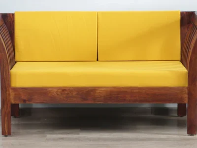 Kdine Sheesham Wood 2 Seater Sofa in Scratch Resistant Honey Oak Finish By Sarve Furniture