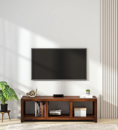 Sheesham wood TV cabinet with dual storage options for living room by Sarve Furniture