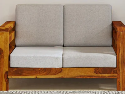 Designer Sheesham Wood Sofa with Stylish Armrests and Cushion Seating Comfort