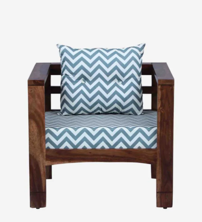 Wooden Accent Chair Sofa with Soft Cushion and Straight Backrest Support - Image 6