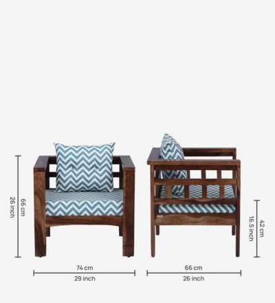 Wooden Accent Chair Sofa with Soft Cushion and Straight Backrest Support - Image 3