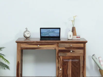 Study desk with laminated top and built-in bookshelf for home study setup