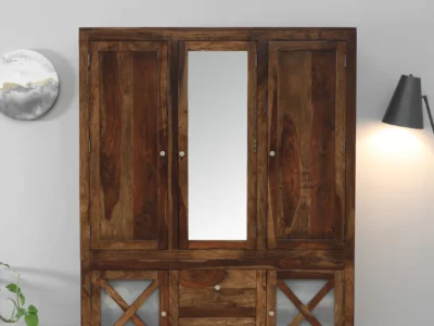 Minimalistic Sheesham wood wardrobe with 3 doors by Sarve Furniture – solid wood modern storage unit