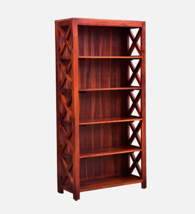 Wooden Bookshelf with Dual Purpose Storage and Multi-Sized Shelf Units - Image 5