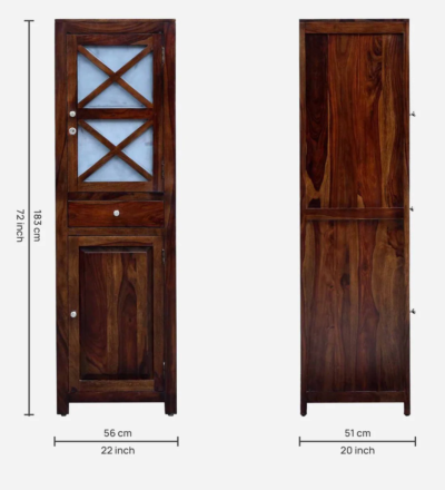 Stylish Bedroom Wardrobe 1 Door with Solid Sheesham Wood Texture - Image 3