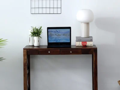 Laptop compatible study table with drawer and shelf for home learning