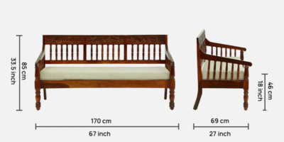 Sumud Sheesham Wood 3 Seater Sofa In Honey Oak Finish By Sarve Furniture - Image 3
