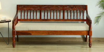 Sumud Sheesham Wood 3 Seater Sofa In Honey Oak Finish By Sarve Furniture