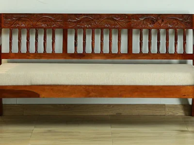 Sumud Sheesham Wood 3 Seater Sofa In Honey Oak Finish By Sarve Furniture