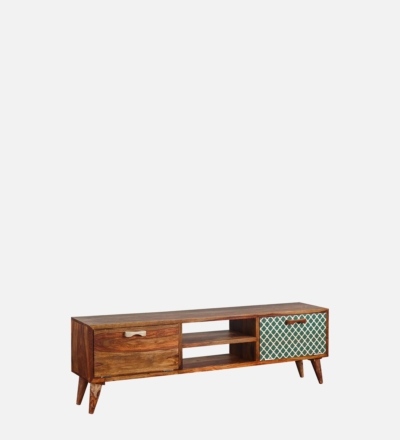 Compact TV Table with Dual Drawers and Wooden Texture in Sheesham - Image 4