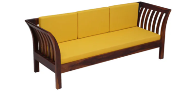 Vdine Sheesham Wood 3 Seater Sofa in Scratch Resistant Honey Oak Finish By Sarve Furniture - Image 4
