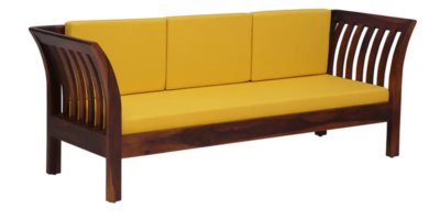 Vdine Sheesham Wood 3 Seater Sofa in Scratch Resistant Honey Oak Finish By Sarve Furniture - Image 6