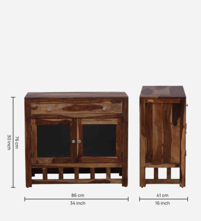Compact Wooden Crockery Unit with Glass Panels and Spacious Drawer Base - Image 3
