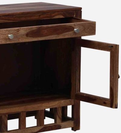 Compact Wooden Crockery Unit with Glass Panels and Spacious Drawer Base - Image 10