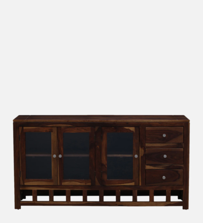 Crockery Cabinet with Polished Wood Frame and Sectional Storage Compartments - Image 6
