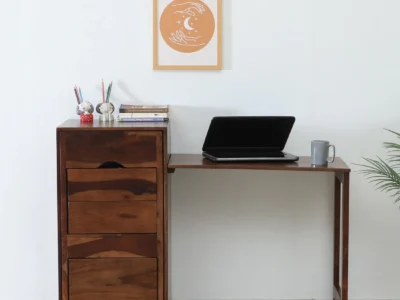 Study table for home use with storage drawer and organizer shelves