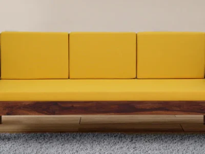 Vdine Sheesham Wood 3 Seater Sofa in Scratch Resistant Honey Oak Finish By Sarve Furniture