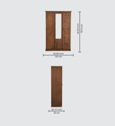 Wooden 3 Door Wardrobe with Full-Length Mirror For Bedroom By Sarve Furniture - Image 3