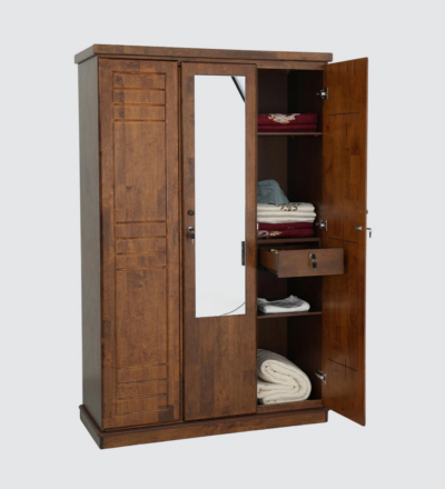 Wooden 3 Door Wardrobe with Full-Length Mirror For Bedroom By Sarve Furniture - Image 10