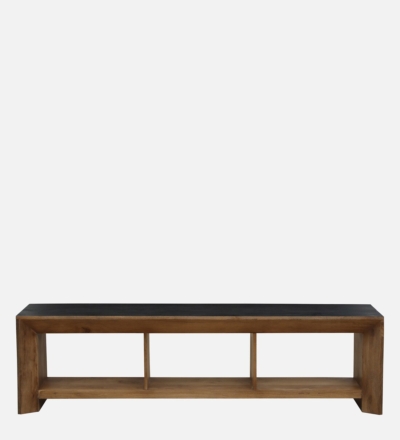 Entertainment Unit with Wooden Frame and Cable Cutouts for Devices - Image 4