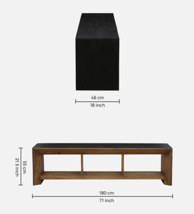 Entertainment Unit with Wooden Frame and Cable Cutouts for Devices - Image 3