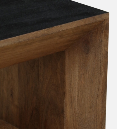 Entertainment Unit with Wooden Frame and Cable Cutouts for Devices - Image 8
