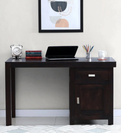 Traditional Sheesham wood study desk with carved legs and pull-out drawer by Sarve Furniture