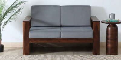 Elegant 2 seater Sheesham wood sofa in provincial teak finish by Sarve Furniture