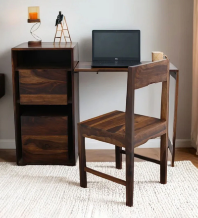 Home study table for adults with bookshelf, drawer, and smooth wooden finish