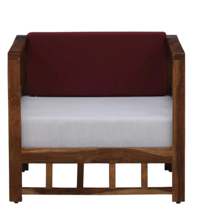 Modern One Seater Sofa with Bold Color Upholstery and Wooden Frame - Image 5