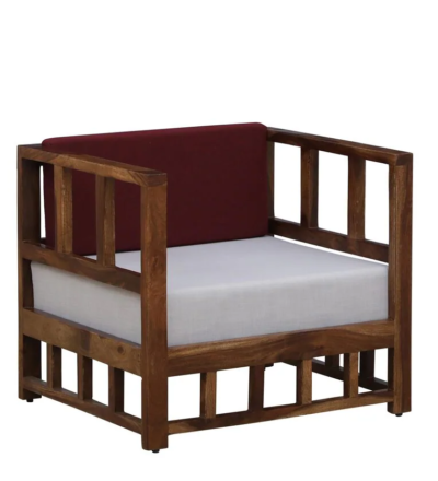 Modern One Seater Sofa with Bold Color Upholstery and Wooden Frame - Image 7