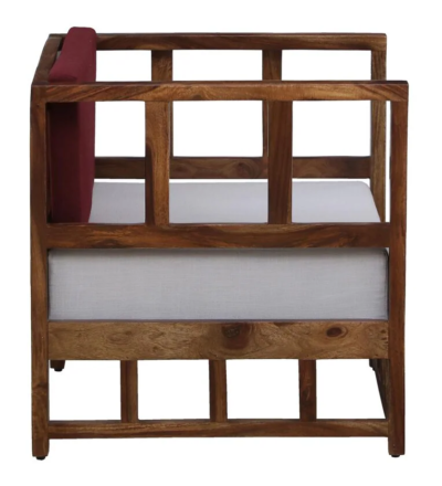 Modern One Seater Sofa with Bold Color Upholstery and Wooden Frame - Image 8