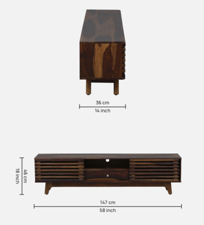 Wooden Frame TV Console with Wide Top and Drawer Storage - Image 3