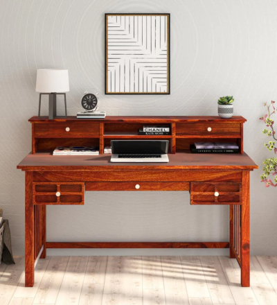 Minimalist study table with drawer and book rack for everyday use