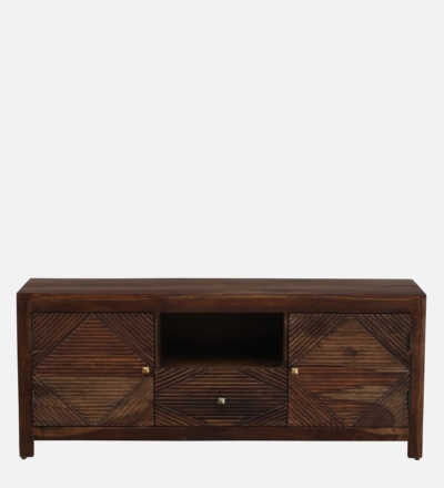 Sturdy Sheesham Entertainment Unit with Wide Surface and Strong Legs - Image 5