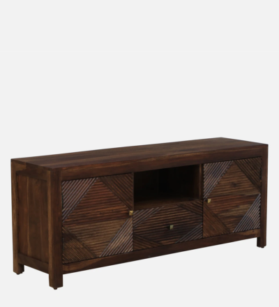 Sturdy Sheesham Entertainment Unit with Wide Surface and Strong Legs - Image 8