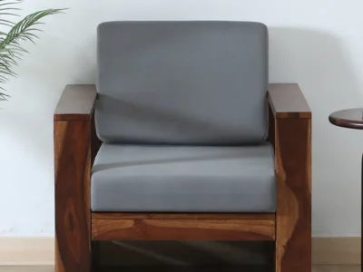 Modern single sofa chair with high backrest and wooden frame