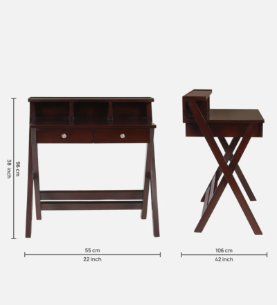 Study Table for Small Bedrooms with Under Shelf and Side Storage Drawers - Image 3