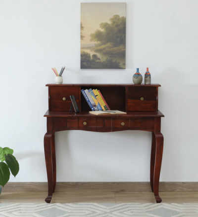 Study table for online classes with adjustable lamp holder and storage shelves