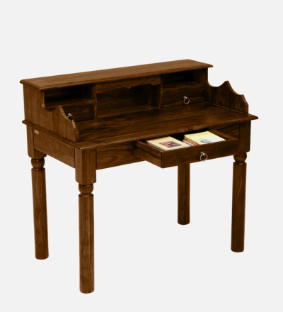Durable Wooden Writing Table with Side Storage and Pull-Out Drawer - Image 5