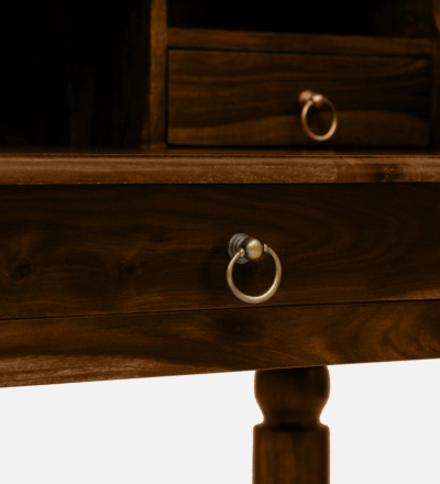 Durable Wooden Writing Table with Side Storage and Pull-Out Drawer - Image 9
