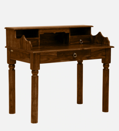 Durable Wooden Writing Table with Side Storage and Pull-Out Drawer - Image 4