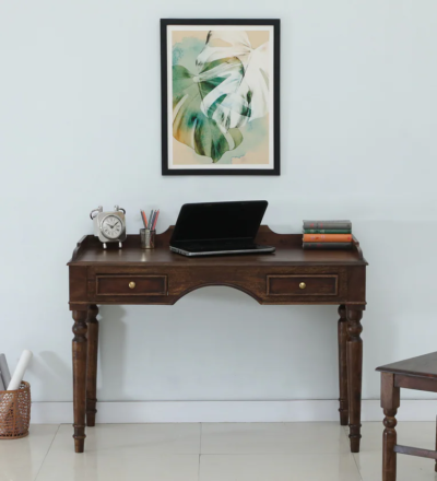 Study desk with multiple drawers and compartments for smart storage solutions