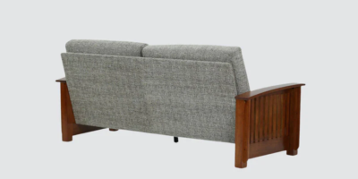 Comfortable Wooden Frame Sofa with Three Cushions and Neutral Fabric - Image 7