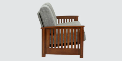 Comfortable Wooden Frame Sofa with Three Cushions and Neutral Fabric - Image 6