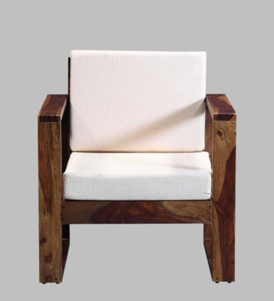 Relaxing Single Seater Sofa with Padded Armrests and Velvet Fabric Cover - Image 4